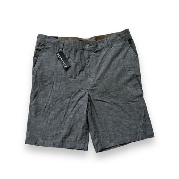 Van Heusen Men's Charcoal Gray Flat Front Shorts Size 38 - Picture 1 of 6